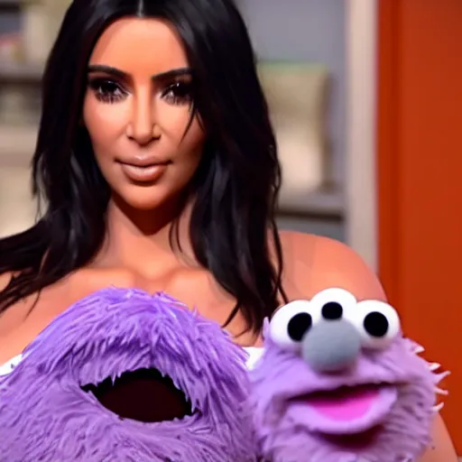 Image similar to kim kardashian as a muppet in sesame street, 8k resolution, full HD, cinematic lighting, award winning, anatomically correct