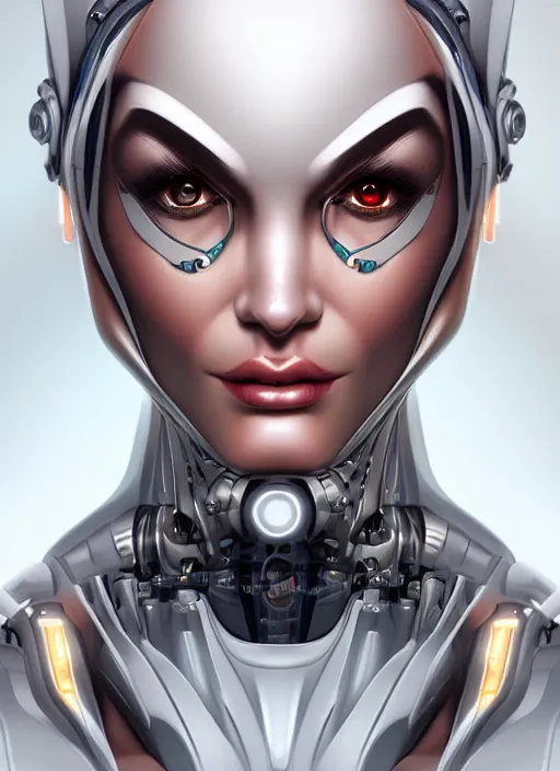 Prompt: portrait of a cyborg3 woman by Artgerm, biomechanical, hyper detailled, trending on artstation