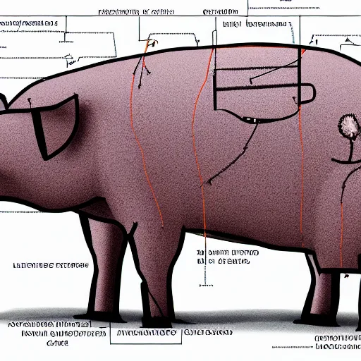 Image similar to “schematic diagram for a robotic organic pig hybrid”