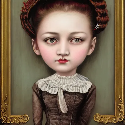 Prompt: a cute victorian girl with pretty face illustration, 8 k, by roby dwi antono, by daiyou uonome, by mark ryden