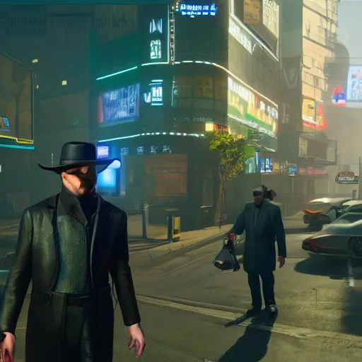 Image similar to cybernetic Amish man. Cyberpunk 2077. CP2077. 3840 x 2160