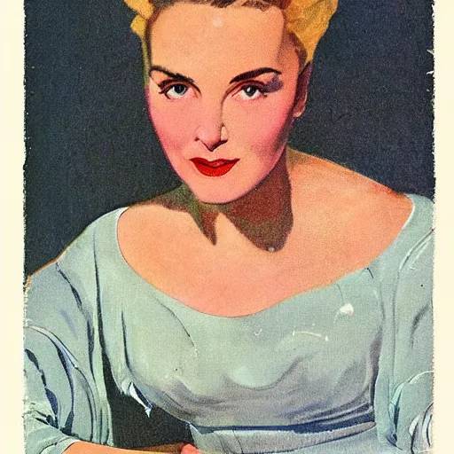 Prompt: “Jamie Campbell portrait, color vintage magazine illustration 1950”