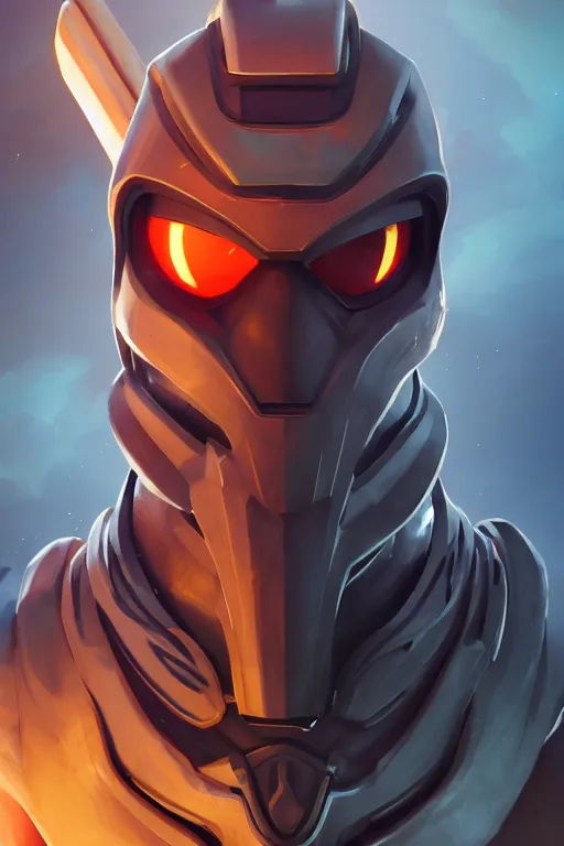 Image similar to epic mask helmet robot ninja portrait stylized as fornite style game design fanart by concept artist gervasio canda, behance hd by jesper ejsing, by rhads, makoto shinkai and lois van baarle, ilya kuvshinov, rossdraws global illumination radiating a glowing aura global illumination ray tracing hdr render in unreal engine 5