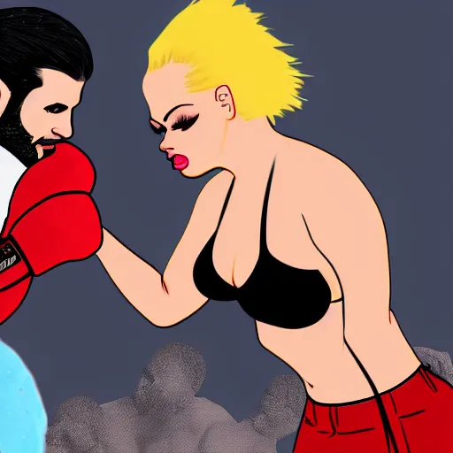 Prompt: trisha paytas punching ethan klein, the h3 podcast, digital art, 4k