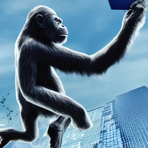 Prompt: apes holding ethereum, detailed, hyper realistic, creative photography, low angle