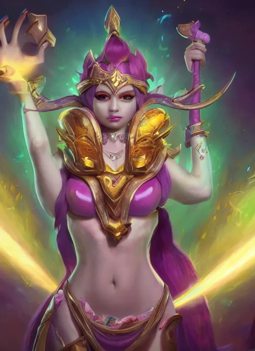 Image similar to divine soraka, from league of legends, health supporter, hyper detailed, pawg, digital art, trending in artstation, cinematic lighting, studio quality, smooth render, unreal engine 5 rendered, octane rendered, art style by klimt and nixeu and ian sprigger and wlop and krenz cushart