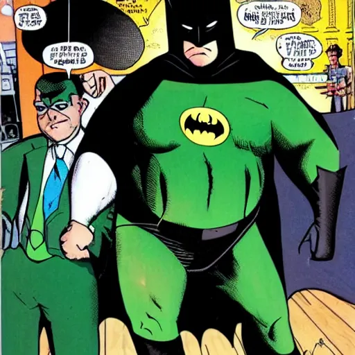 Image similar to obese batman and riddler