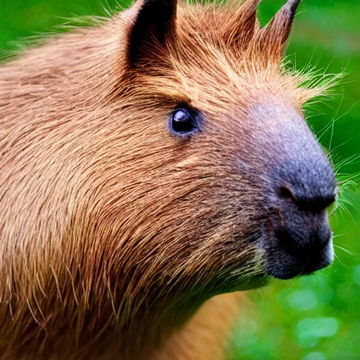 Image similar to a hybrid between a capybara and a llama