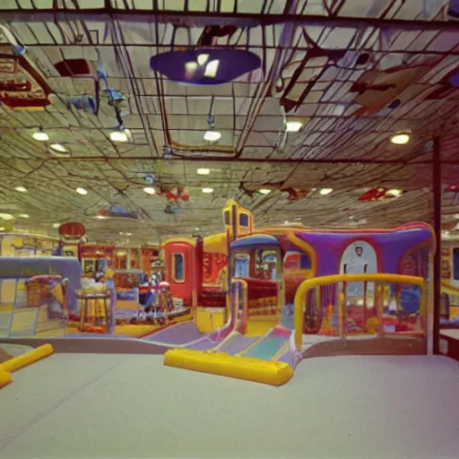 Prompt: a 1990's photo of an indoor playground, liminal, nostalgic, surreal