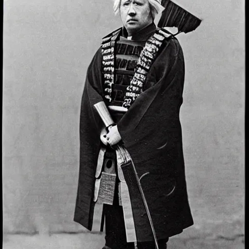 Image similar to “Boris Johnson in full samurai armour, 1900’s photo”