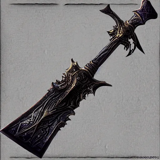 Image similar to detailed fantasy axe in darksouls style