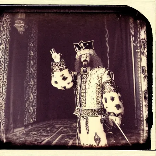 Prompt: Ivan the Terrible in his palace in Moscow dance rock-n-roll, high detail, Polaroid , old photo width 768