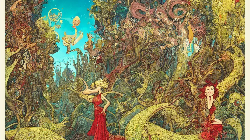 Image similar to a whimsical fairyland, by asaf hanuka, by karol bak, by tony diterlizzi, colored pencil,