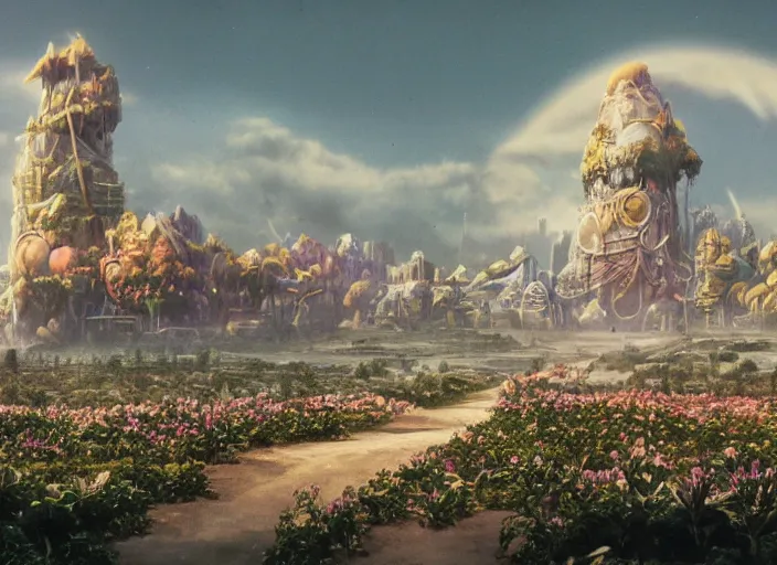 Prompt: garden city on a cared - for planet, cinematic matte painting