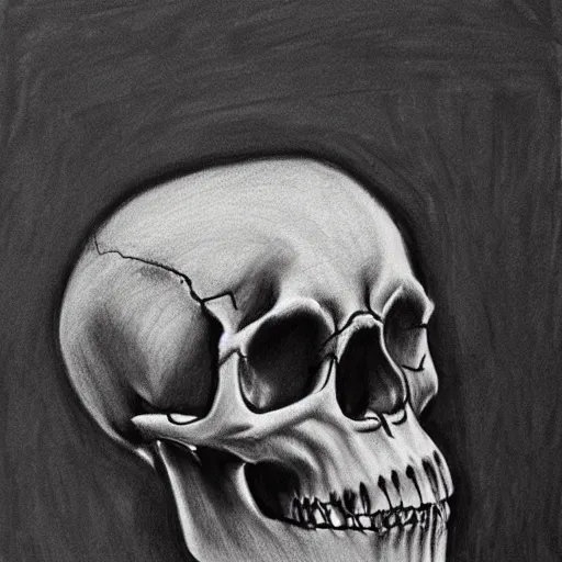 Image similar to Charcoal fine art sketch, animal skull