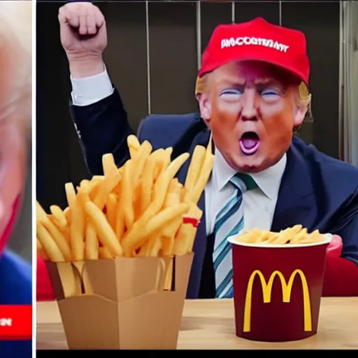 sad donald trump eating a happy meal in mcdonalds, | Stable Diffusion ...