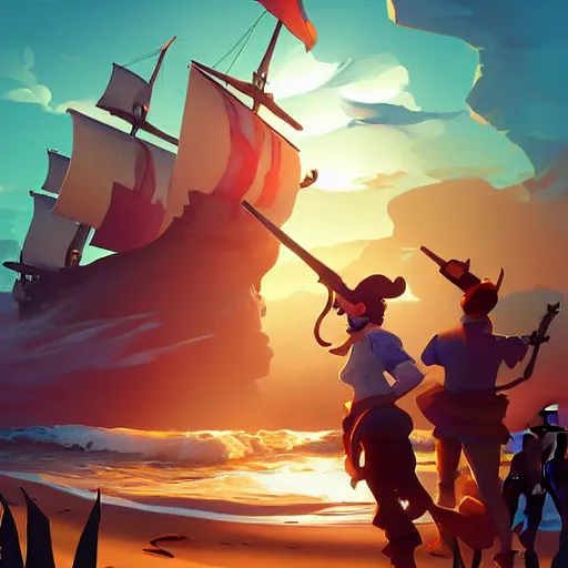 Image similar to painting treasure on sea of thieves game smooth median photoshop filter cutout vector, behance hd by jesper ejsing, by rhads, makoto shinkai and lois van baarle, ilya kuvshinov, rossdraws global illumination