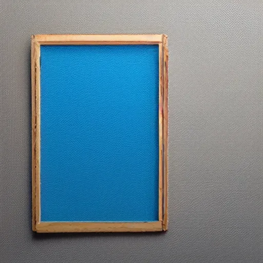 Prompt: a photo of an empty canvas with blue tape in the shape of a grid against a gray background