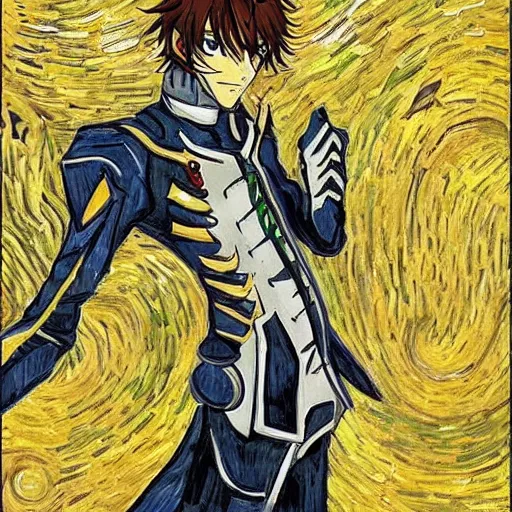 Prompt: Code Geass in the style of van gogh