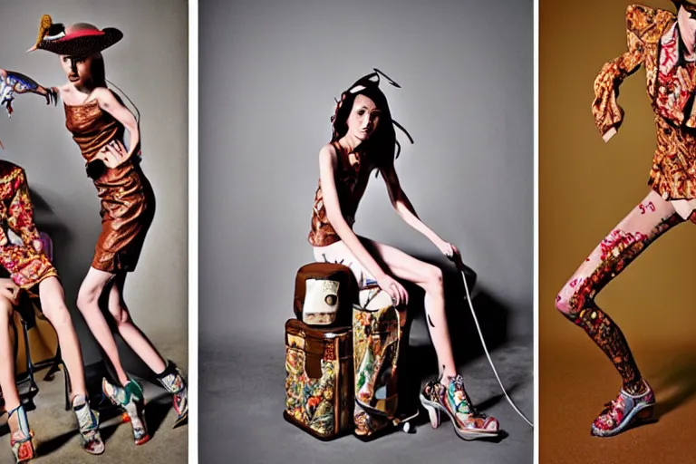 Prompt: fashion editorial photography in a world inspired by geoff darrow