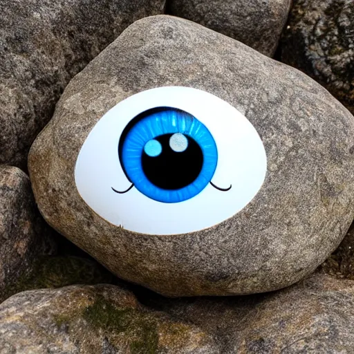 Prompt: small boulder with googly eyes