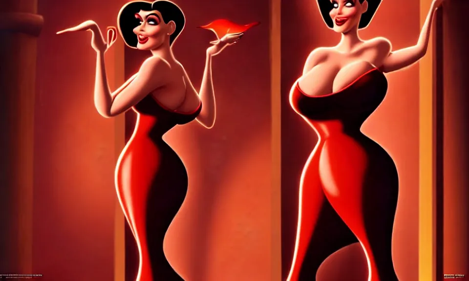 Prompt: epic professional digital art of kim kardashian as jessica rabbit in movie still from who framed roger rabbit, atmospheric lighting, foreboding, leesha hannigan, wayne haag, reyna rochin, ignacio fernandez rios, mark ryden, iris van herpen, artstation,