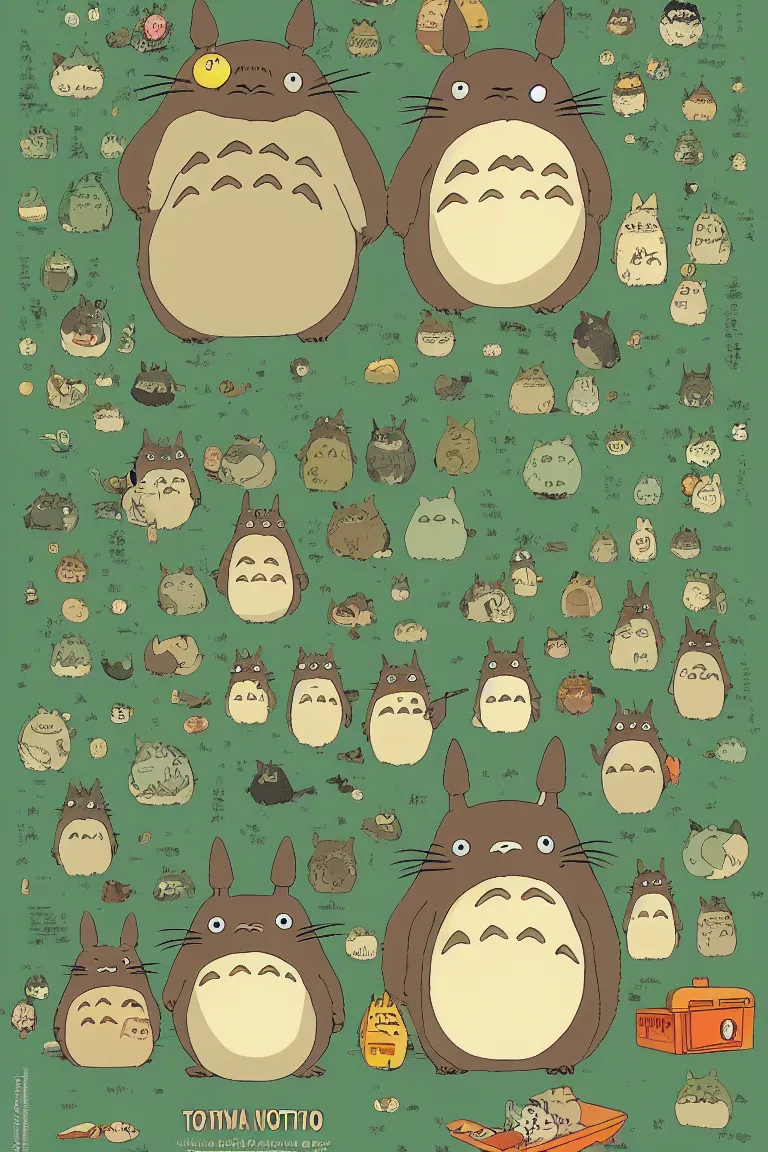 Image similar to movie poster if Totoro were directed by Wes Anderson, in the style of Wes Anderson, Wes Anderson color palette