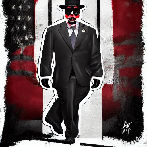 Image similar to portrait of a secret service agent who is a juggalo highly detailed artstation concept art digital painting