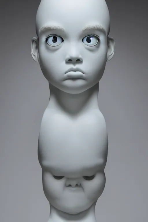Image similar to full head and shoulders, beautiful porcelain female person, mixed with giant frog spawn eyes, smooth, delicate facial features, white detailed eyes, white lashes, 3 d white shiny thick, larg tentacles and eyeballs by daniel arsham and james jean