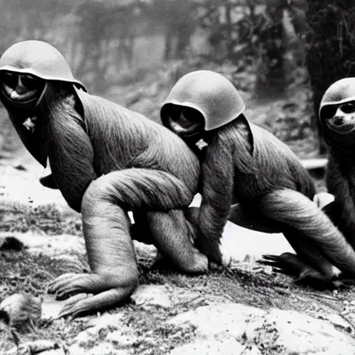 Prompt: ww 2 fought by sloths