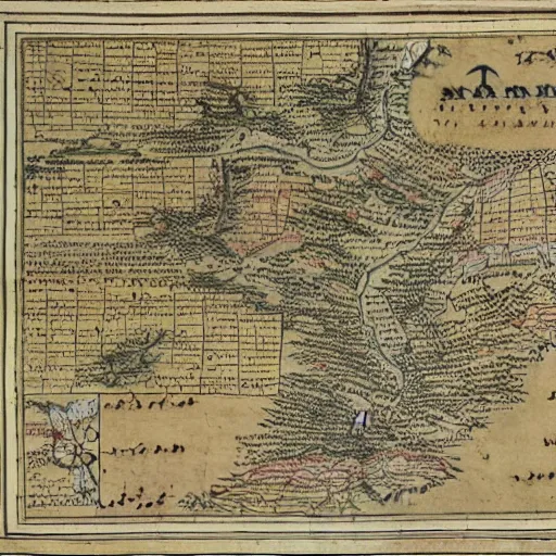 Image similar to map of northern thailand, 1 7 th century, high accuracy, based on geographical map,