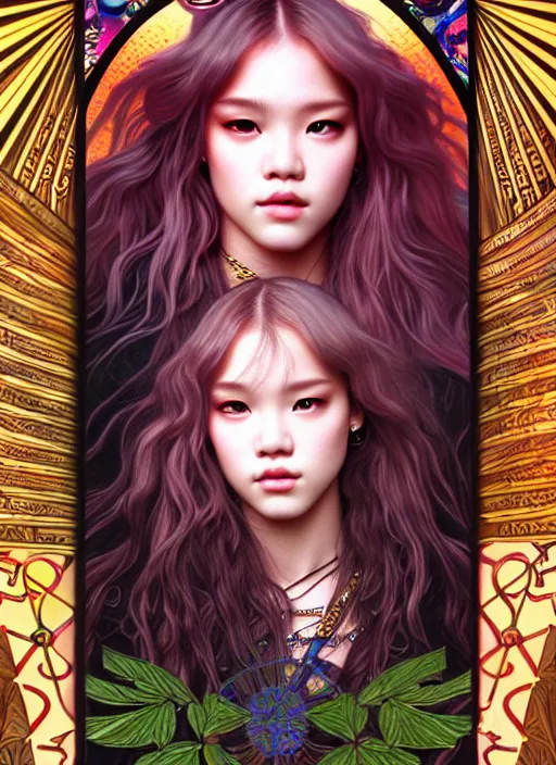 Image similar to jossi of blackpink, king, tarot card, highly detailed, digital painting, smooth, sharp focus, illustration, ultra realistic, 8 k, art by artgerm and alphonse mucha