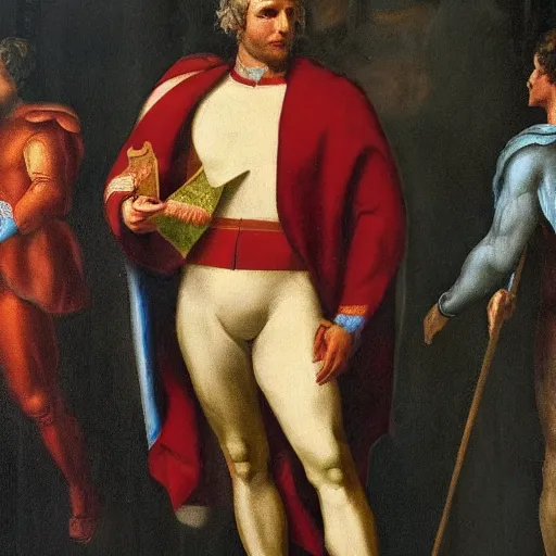 Image similar to british lord wearing expensive israeli suit designed by michaelo angelo, metahuman character painting focused on face and upper body