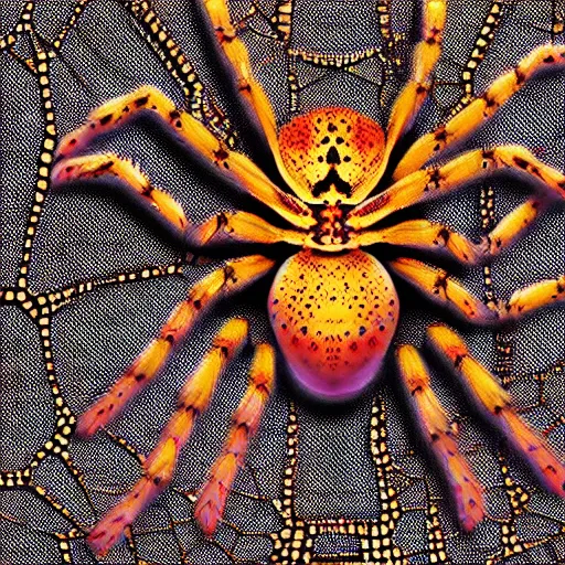 Prompt: spider. Photorealistic. Deep colors. Trypophobia. 4k high definition. Detailed