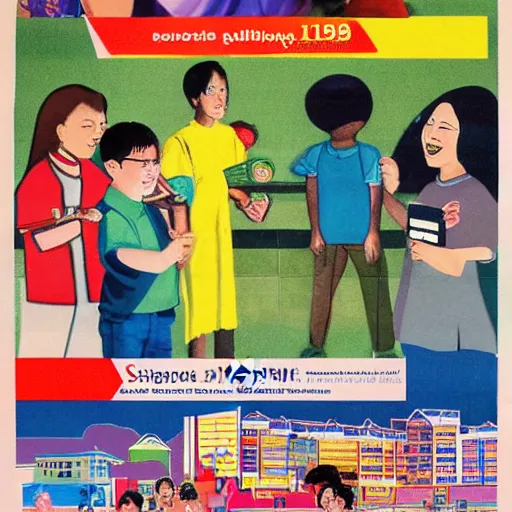 Image similar to 1 9 9 0 s singaporean public education poster for neighbourhoods