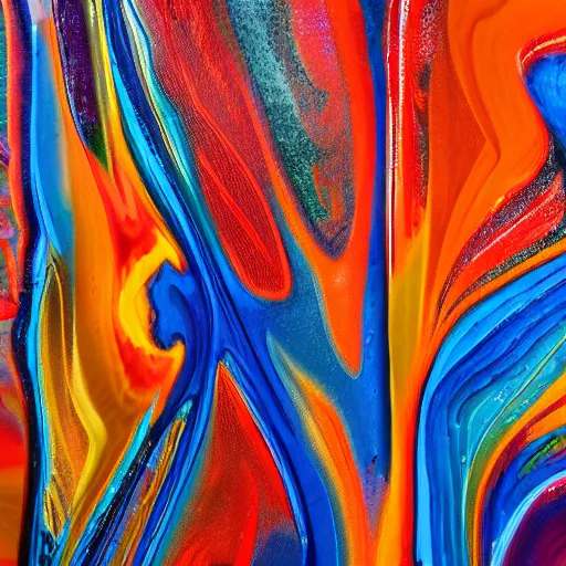 Image similar to An abstract acrylic pour painting of various objects, photo, studio lighting, trending on artstation, shot with red 6k camera, 8k, award winning lighting, award winning cinematography, shot on 16mm film, at a high end art gallery