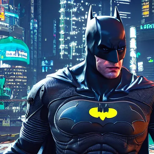 Image similar to Batman in Cyberpunk 2077