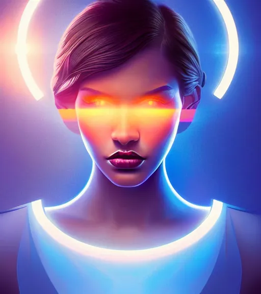 Image similar to symmetry!! russian prince of technology, solid cube of light, hard edges, product render retro - futuristic poster scifi, lasers and neon circuits, brown skin beautiful russian princess, intricate, elegant, highly detailed, digital painting, artstation, concept art, smooth, sharp focus, illustration, dreamlike, art by artgerm