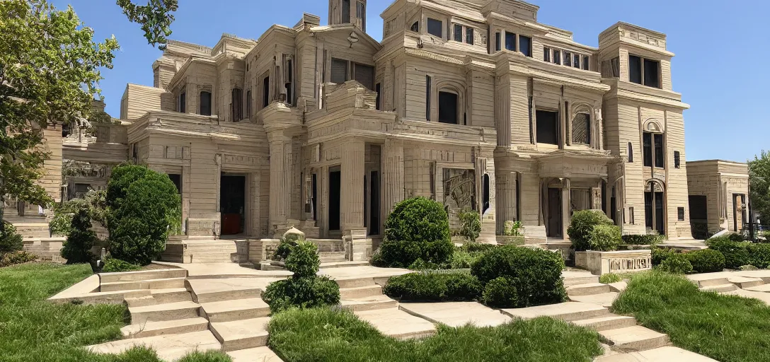 Image similar to egyptian revival house in wheaton, il.