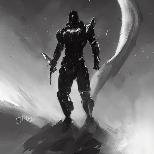 Prompt: galactic slayer gigachad black and white trending on artstation, painted by greg rutkowski