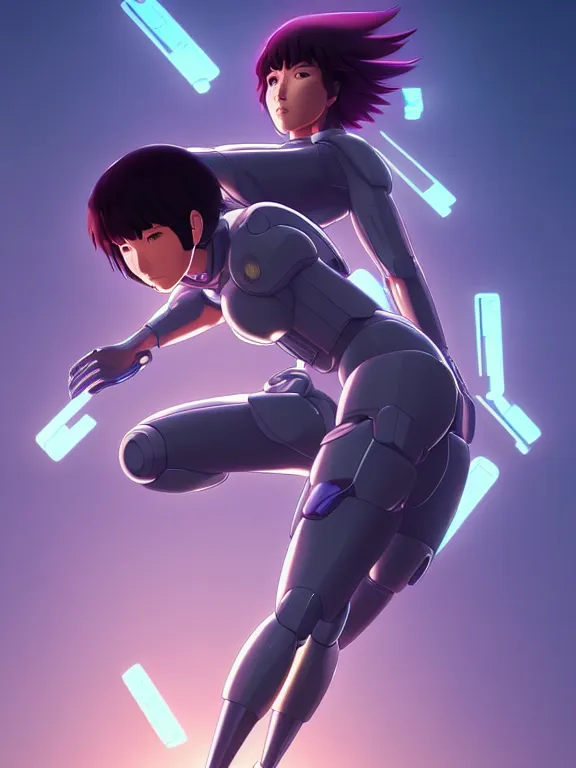 Image similar to a fullbody portrait of motoko kusanagi riding on top of a tachikoma : : stand alone complex, ghost in the shell, netflix : : by ilya kuvshinov, rossdraws, artgerm, sola digital arts, anti aliasing, raytracing : :