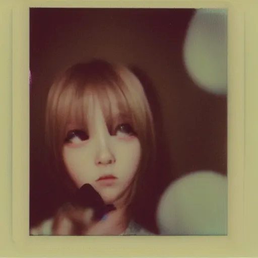 Prompt: polaroid of anime girl face shot cute by Tarkovsky