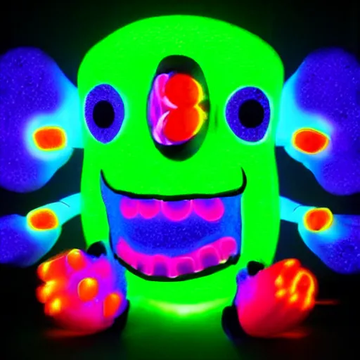 Image similar to crazy glowing monster, colourful