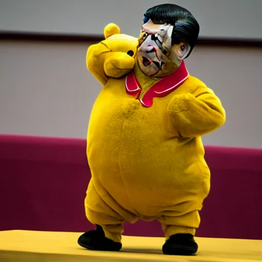 Prompt: Xi Jinping in a Winnie the Pooh costume