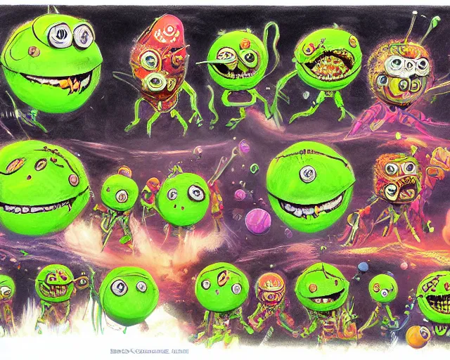 Image similar to astronaut tennis ball monsters, digital art, fantasy, magic, chalk, chalked, trending on artstation, ultra detailed, detailed, fine details, professional illustration by basil gogos