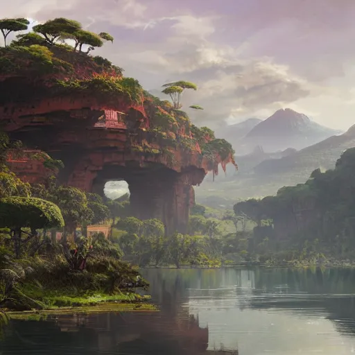 Prompt: Beautiful scenery of Wakanda, highly detailed, concept art, by Greg Rutkowski