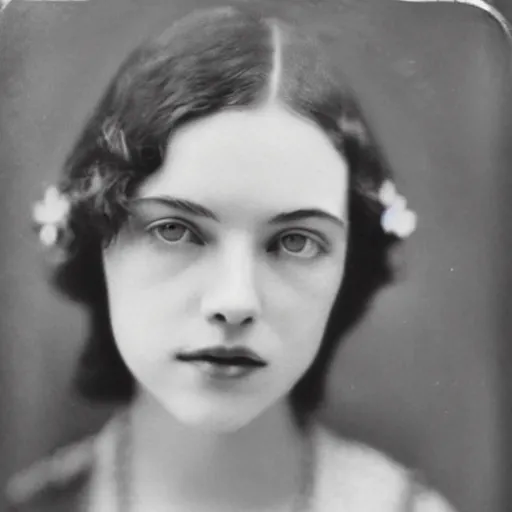 Image similar to headshot edwardian photograph of anya taylor - joy, natalie portman, emma stone, 1 9 2 0 s film actress, realistic face, ethereal, 1 9 1 0 s, grainy, victorian, soft blur