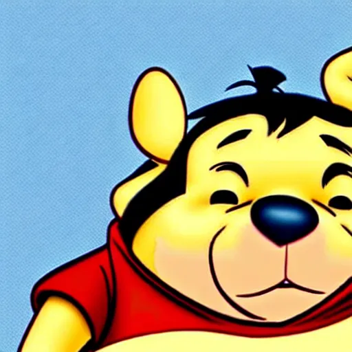 Prompt: Winnie the Pooh with the face of Xi Jinping, caricature