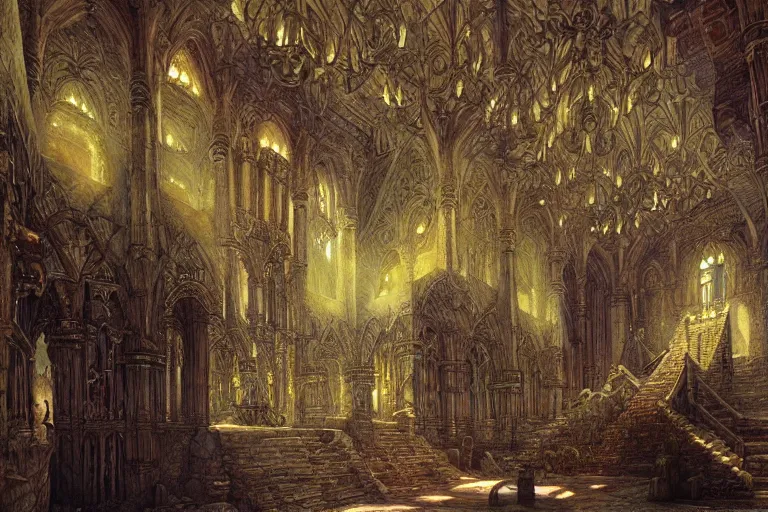 Image similar to The majestic halls of the dwarven kingdom | John Howe |