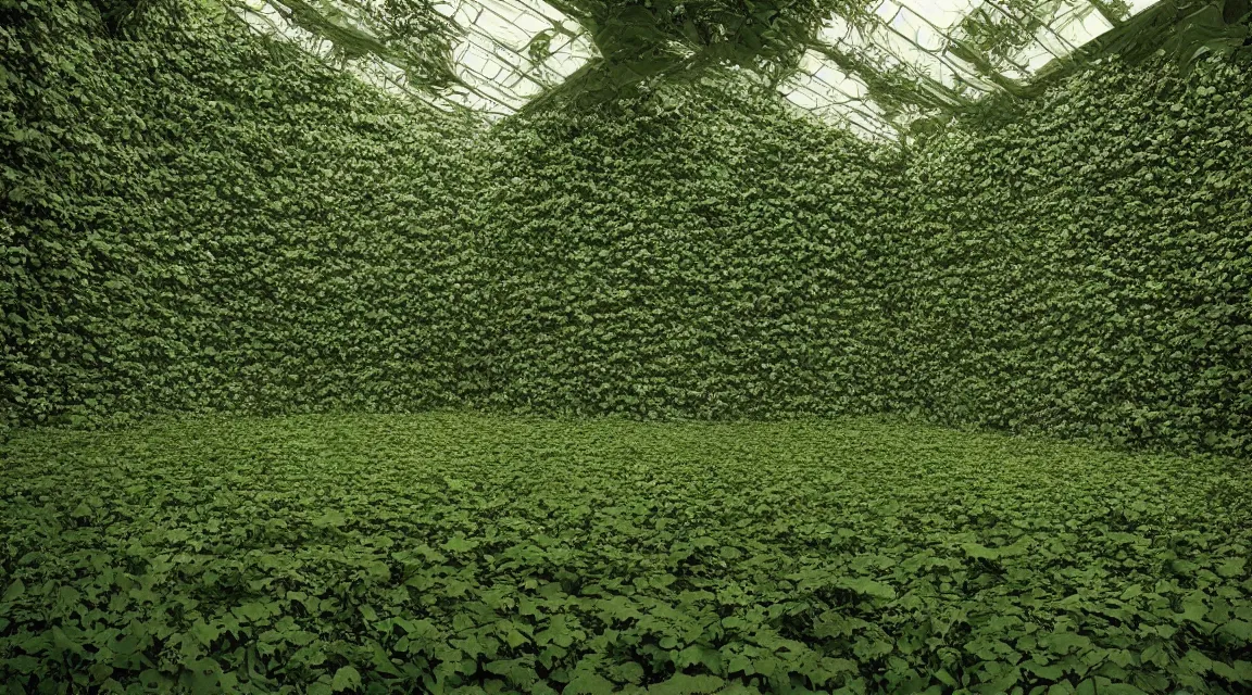 Image similar to stunningly beautiful large format photo of an empty room, one wall opens to psychedelic overgrown alien garden, by jeff wall, 10k